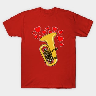 Valentines Day Tuba Player Tubaist Anniversary Wedding Musician T-Shirt